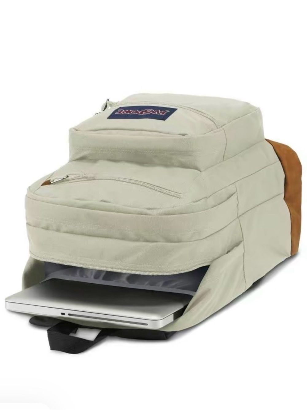 17.5” Jansport Cream/Tan Canvas Laptop Backpack